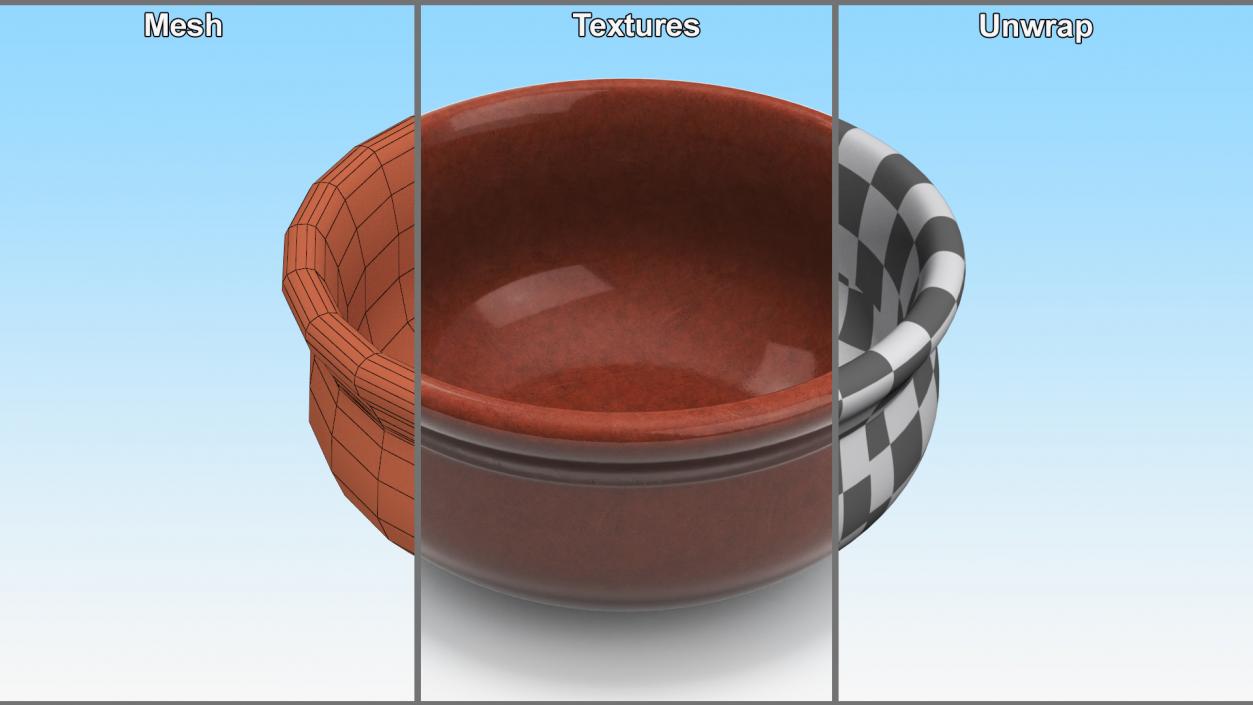 3D Round Brown Bowl