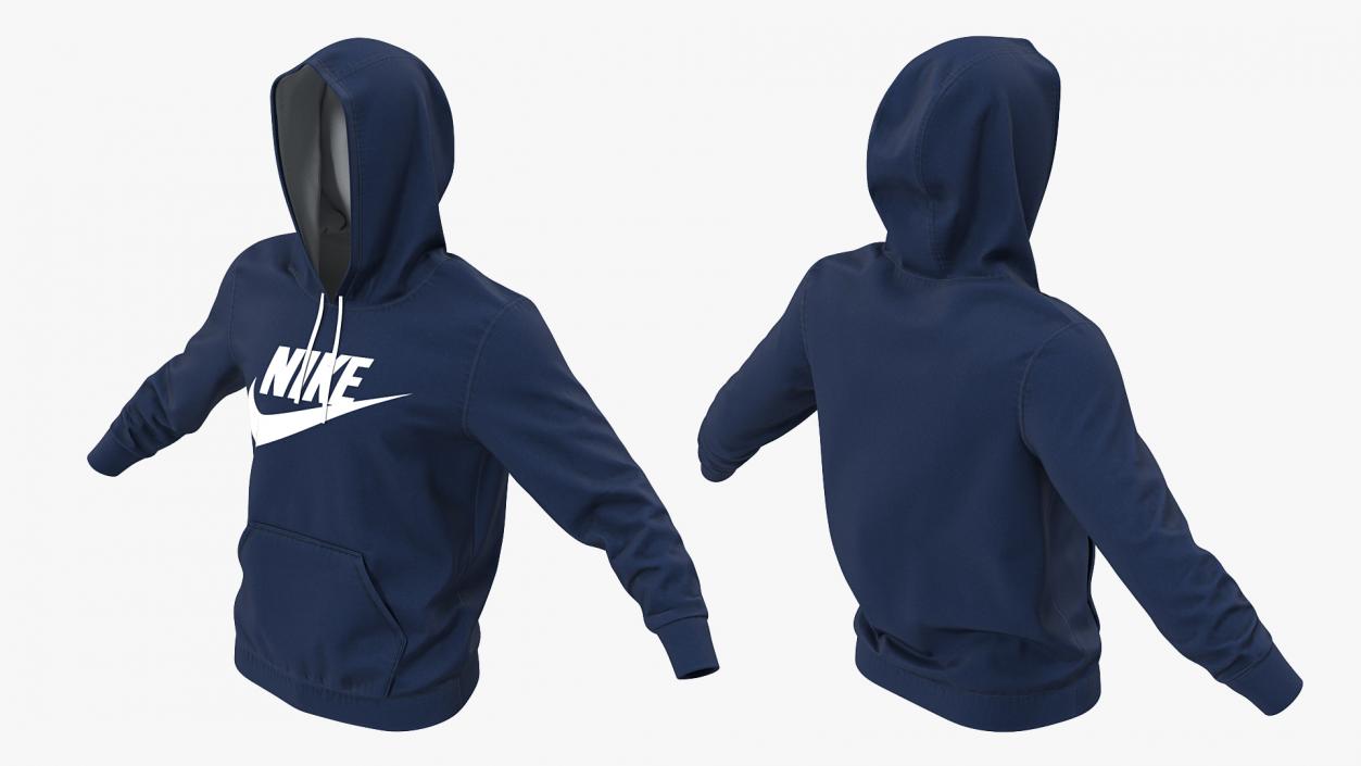 3D Blue Hoodie Nike Raised Hood model