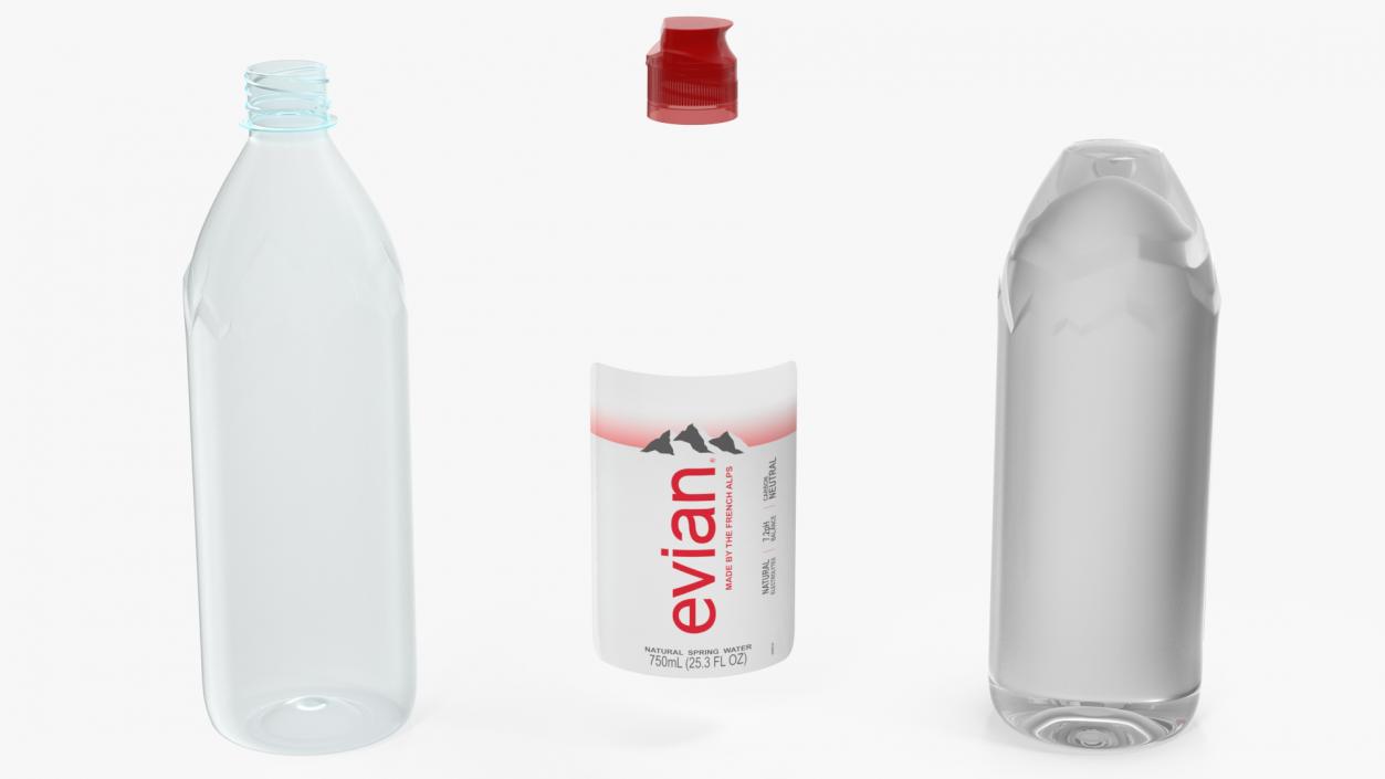 Evian Water 750ml Plastic Bottle 3D