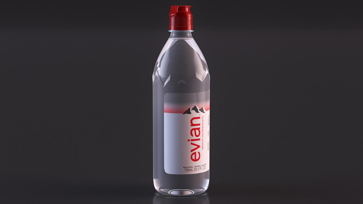 Evian Water 750ml Plastic Bottle 3D