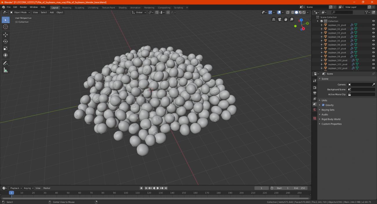 3D Pile of Soybeans