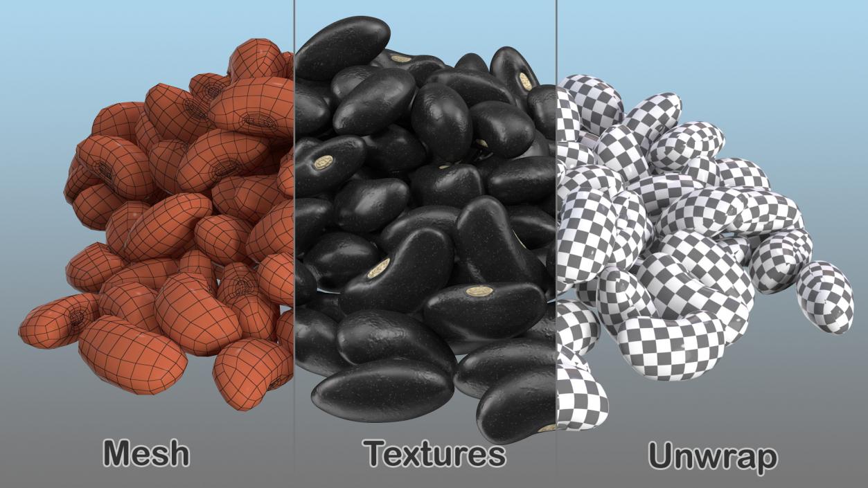 3D Pile of Black Turtle Beans