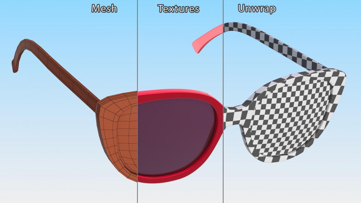 Red Cat Eye Sunglasses 3D