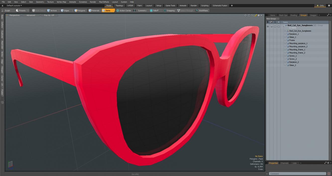 Red Cat Eye Sunglasses 3D