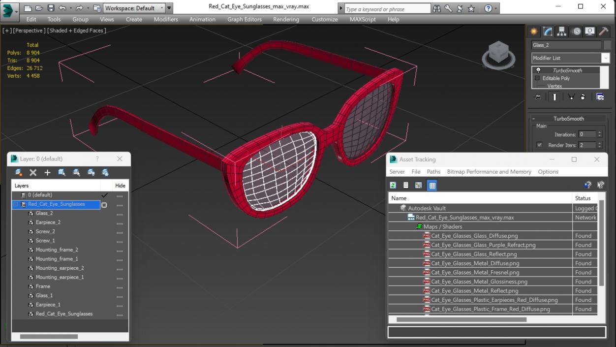 Red Cat Eye Sunglasses 3D