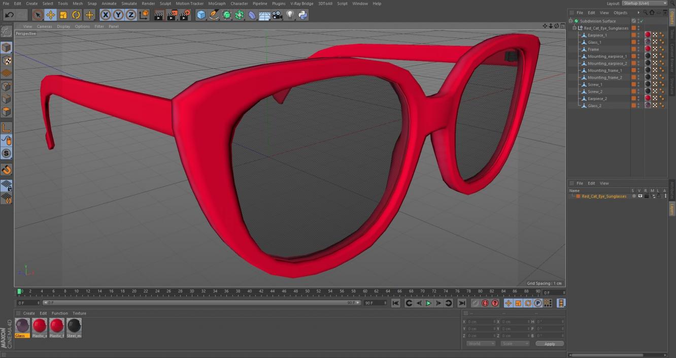 Red Cat Eye Sunglasses 3D