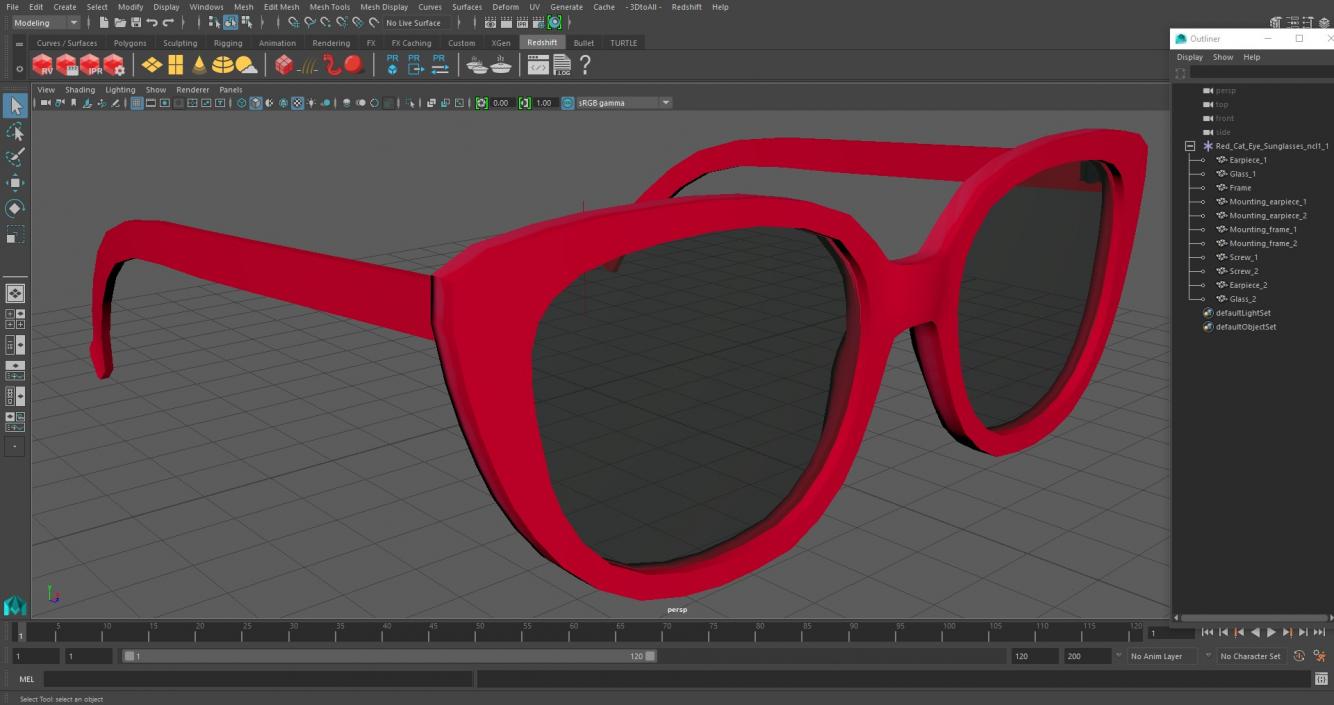 Red Cat Eye Sunglasses 3D