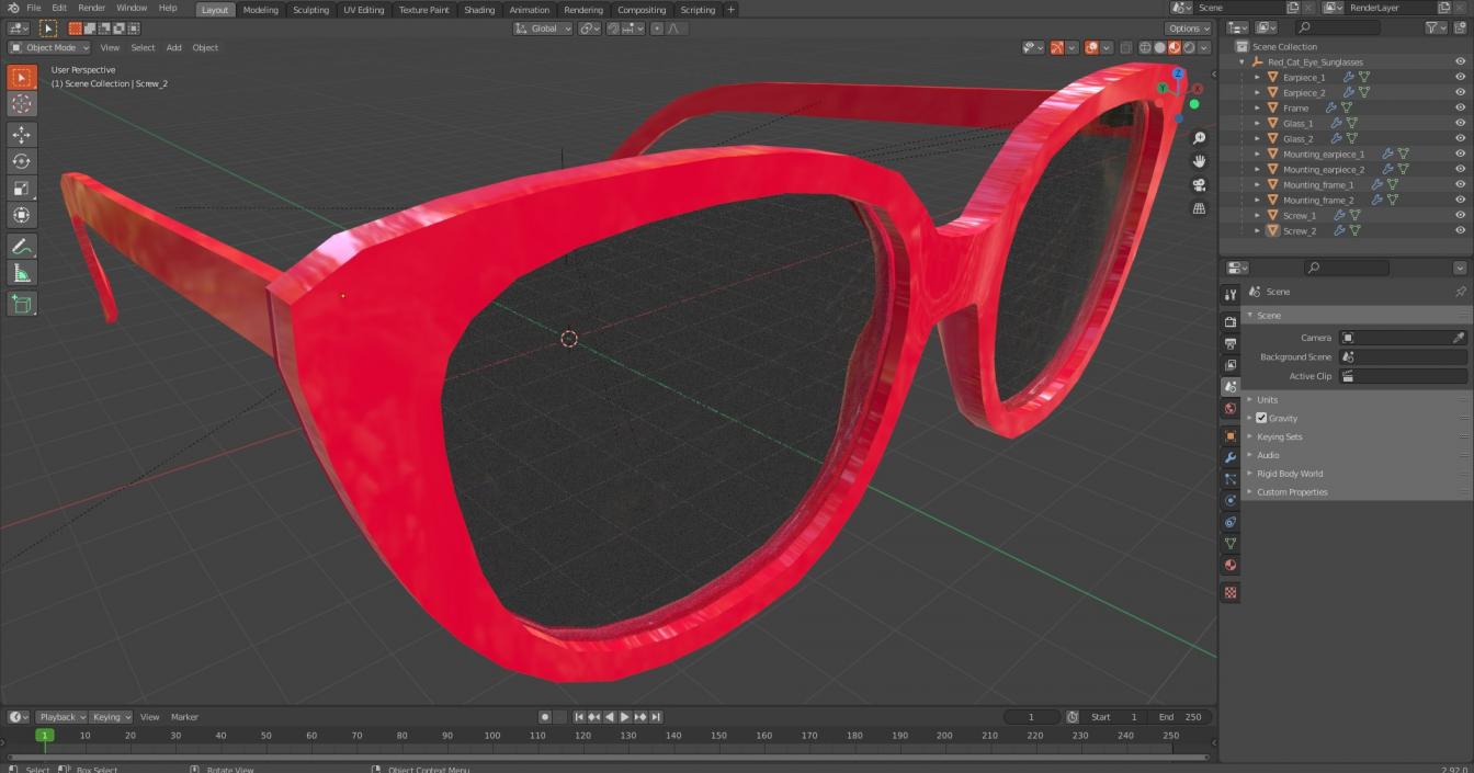 Red Cat Eye Sunglasses 3D