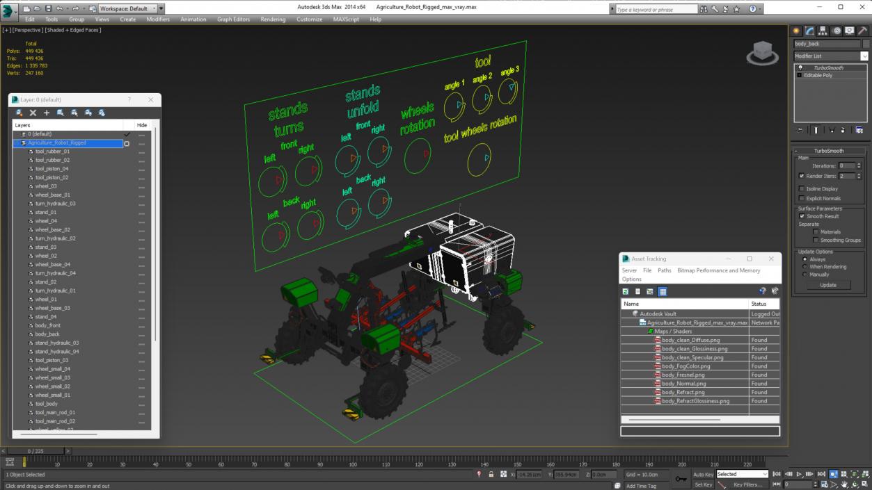 Agriculture Robot Rigged 3D model