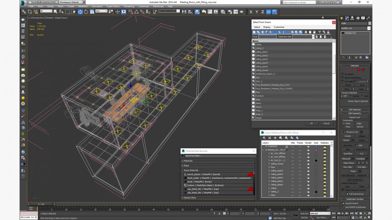 3D model Meeting Room with Filling