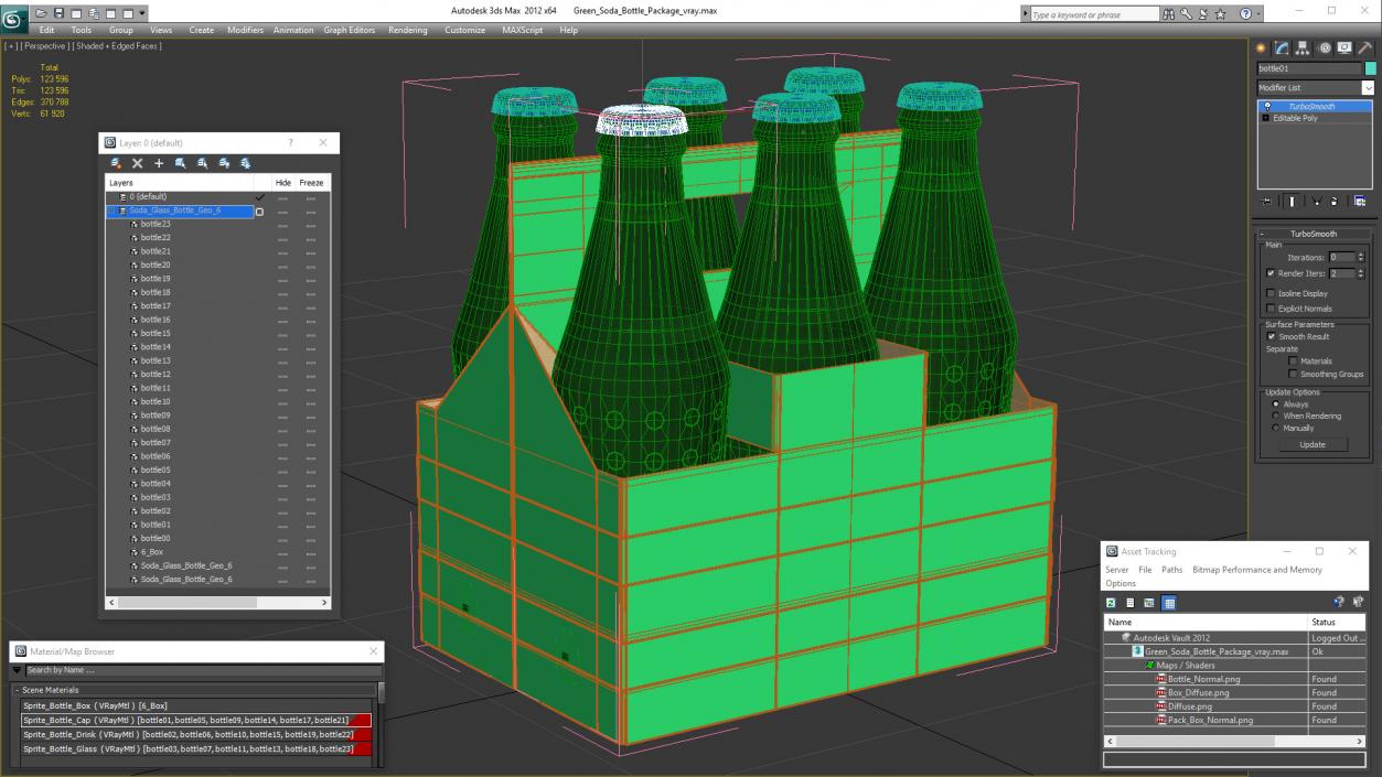 3D model Green Soda Bottle Package