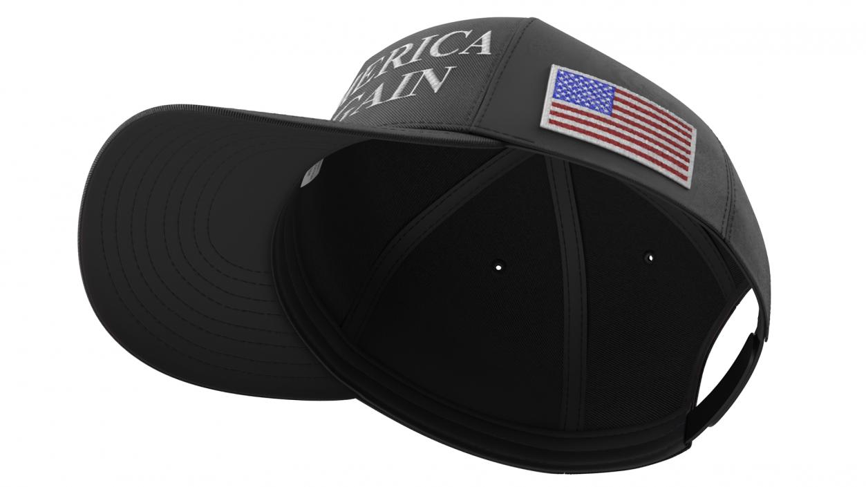 Trump Baseball Cap Black No Signature 3D