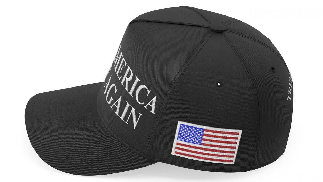 Trump Baseball Cap Black No Signature 3D