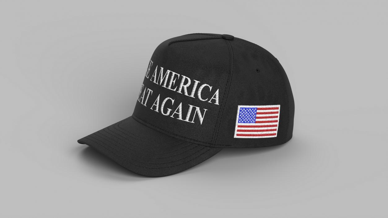 Trump Baseball Cap Black No Signature 3D