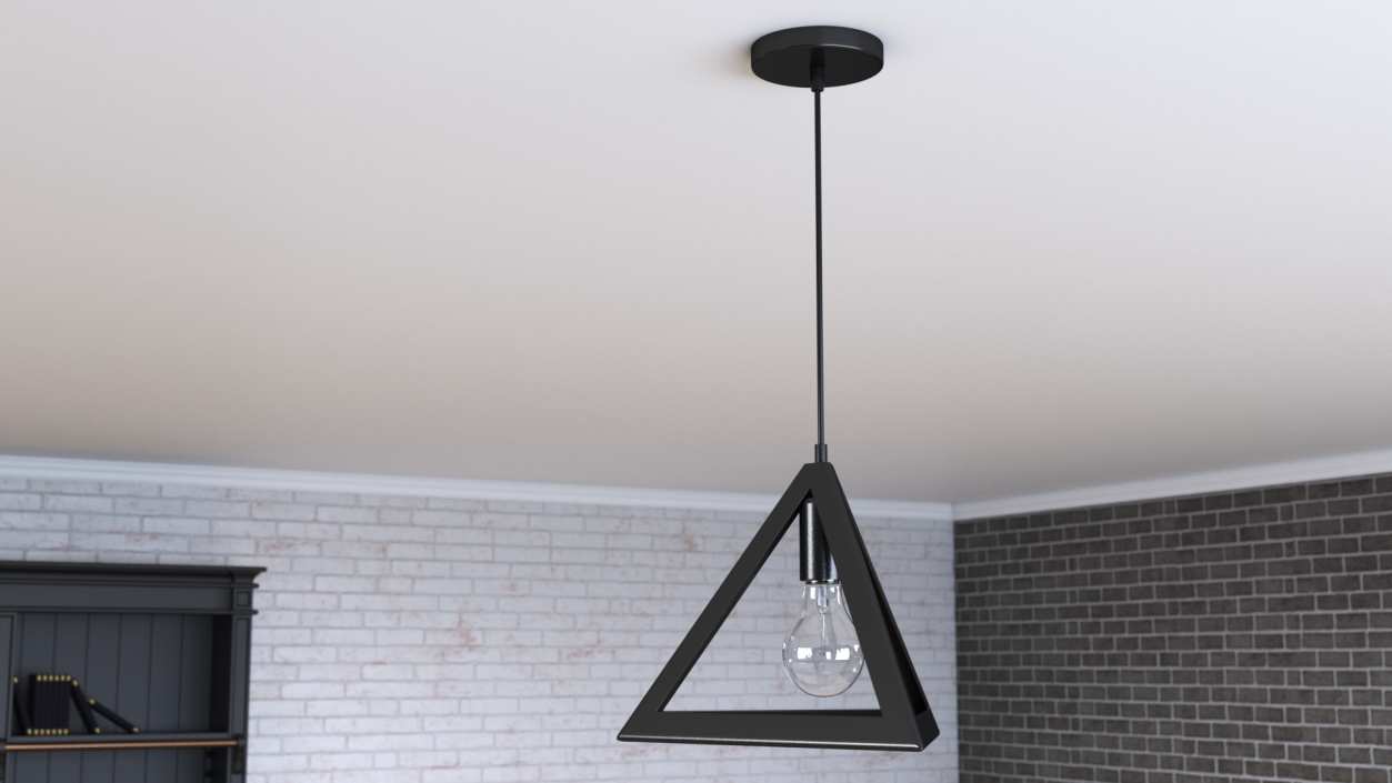 3D model Modern Pendant Light Pyramid Shape Black