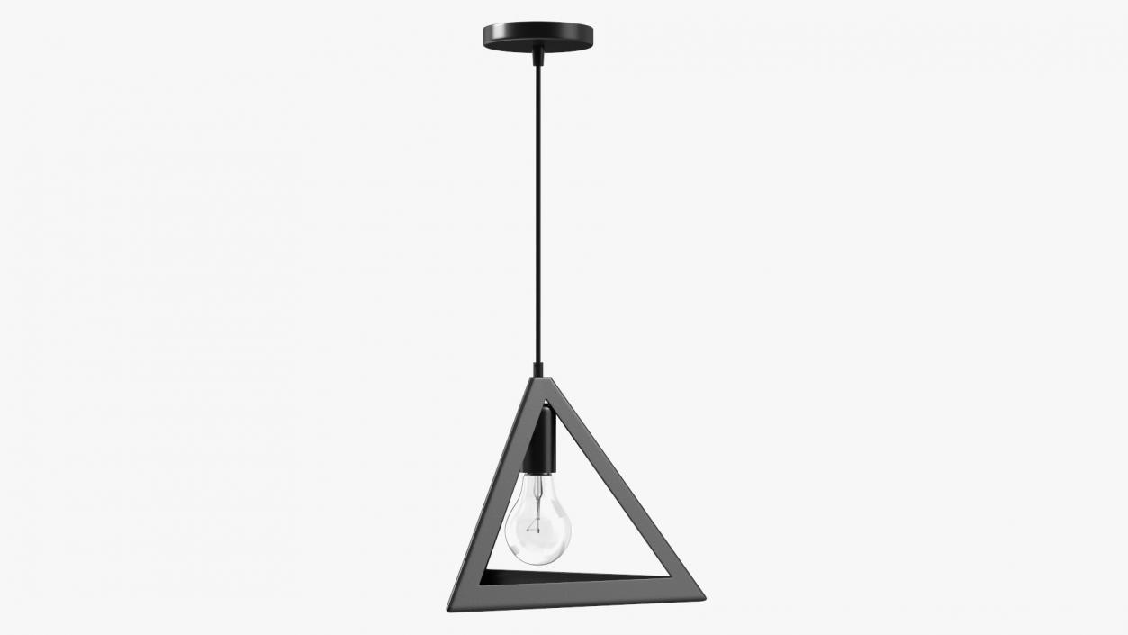 3D model Modern Pendant Light Pyramid Shape Black