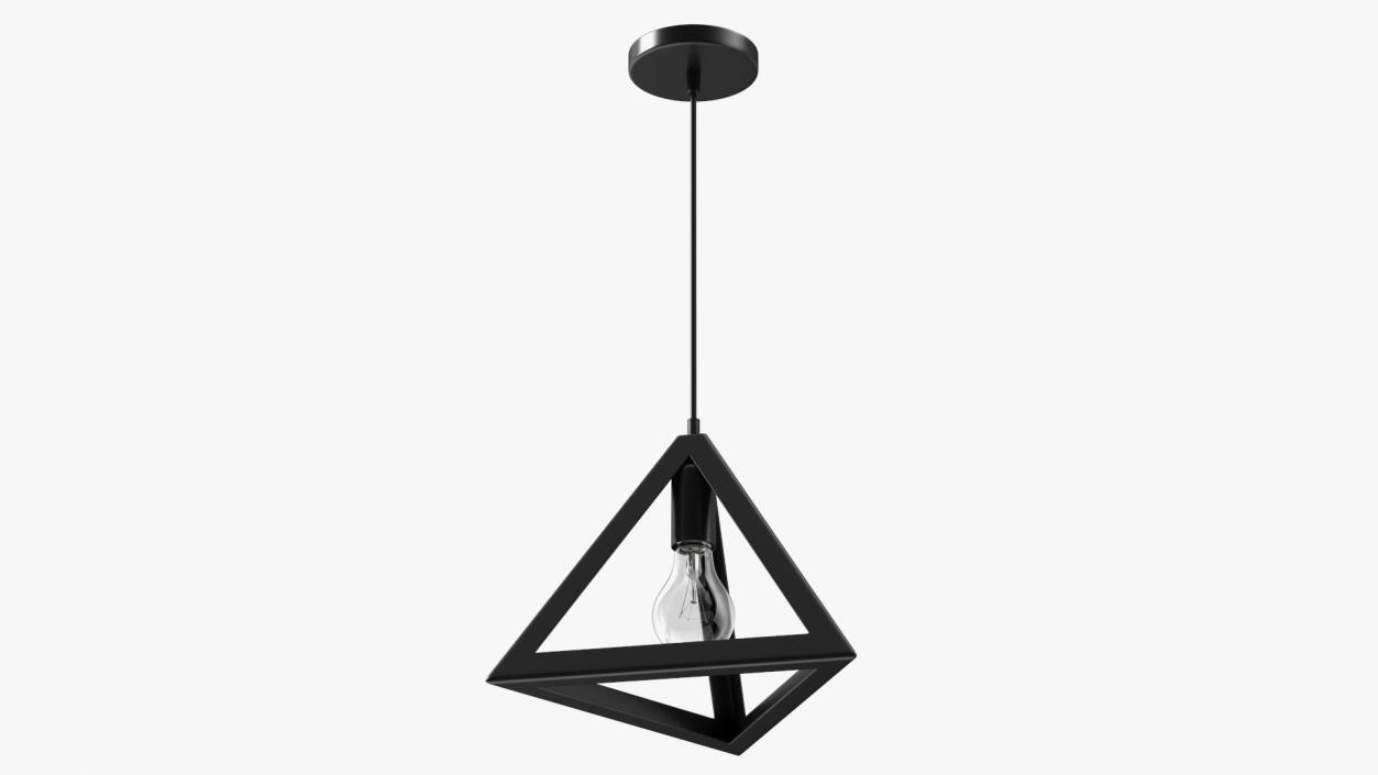 3D model Modern Pendant Light Pyramid Shape Black