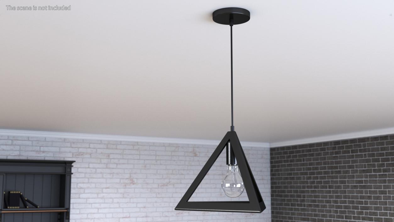 3D model Modern Pendant Light Pyramid Shape Black