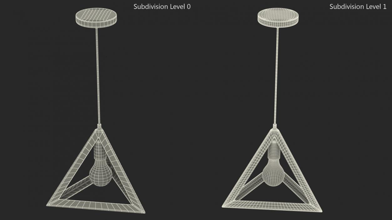 3D model Modern Pendant Light Pyramid Shape Black