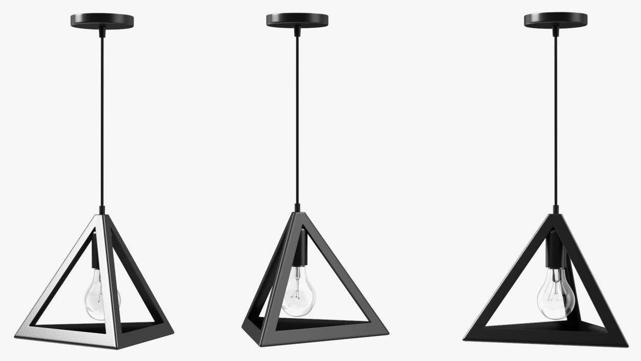 3D model Modern Pendant Light Pyramid Shape Black