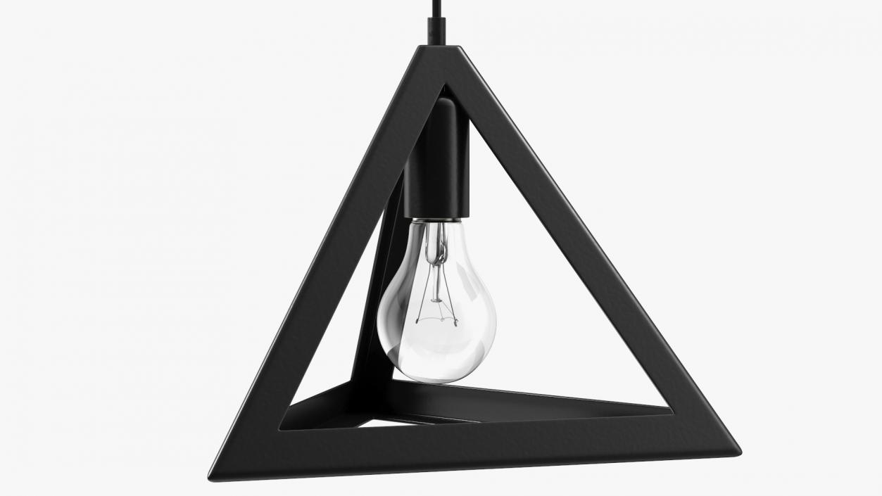 3D model Modern Pendant Light Pyramid Shape Black