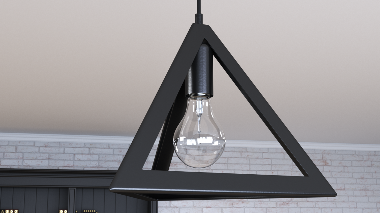 3D model Modern Pendant Light Pyramid Shape Black