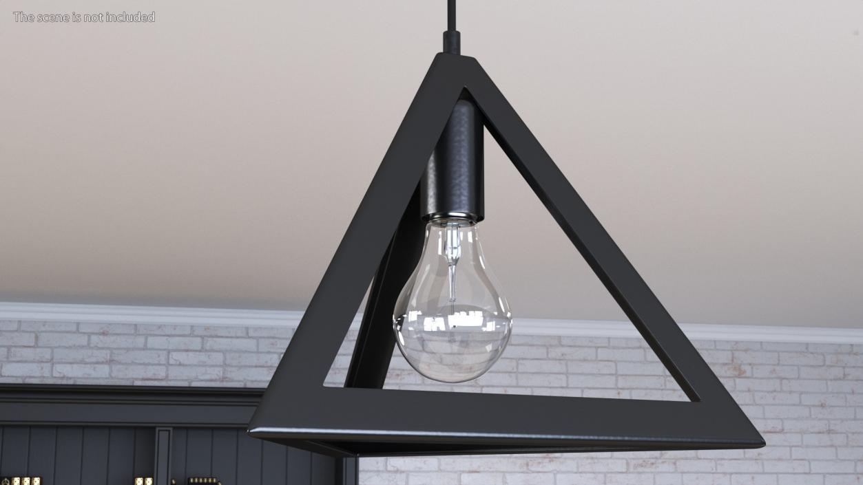 3D model Modern Pendant Light Pyramid Shape Black