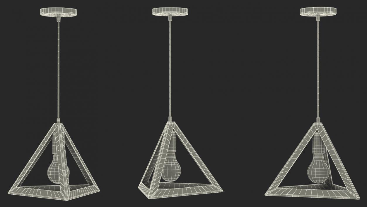 3D model Modern Pendant Light Pyramid Shape Black