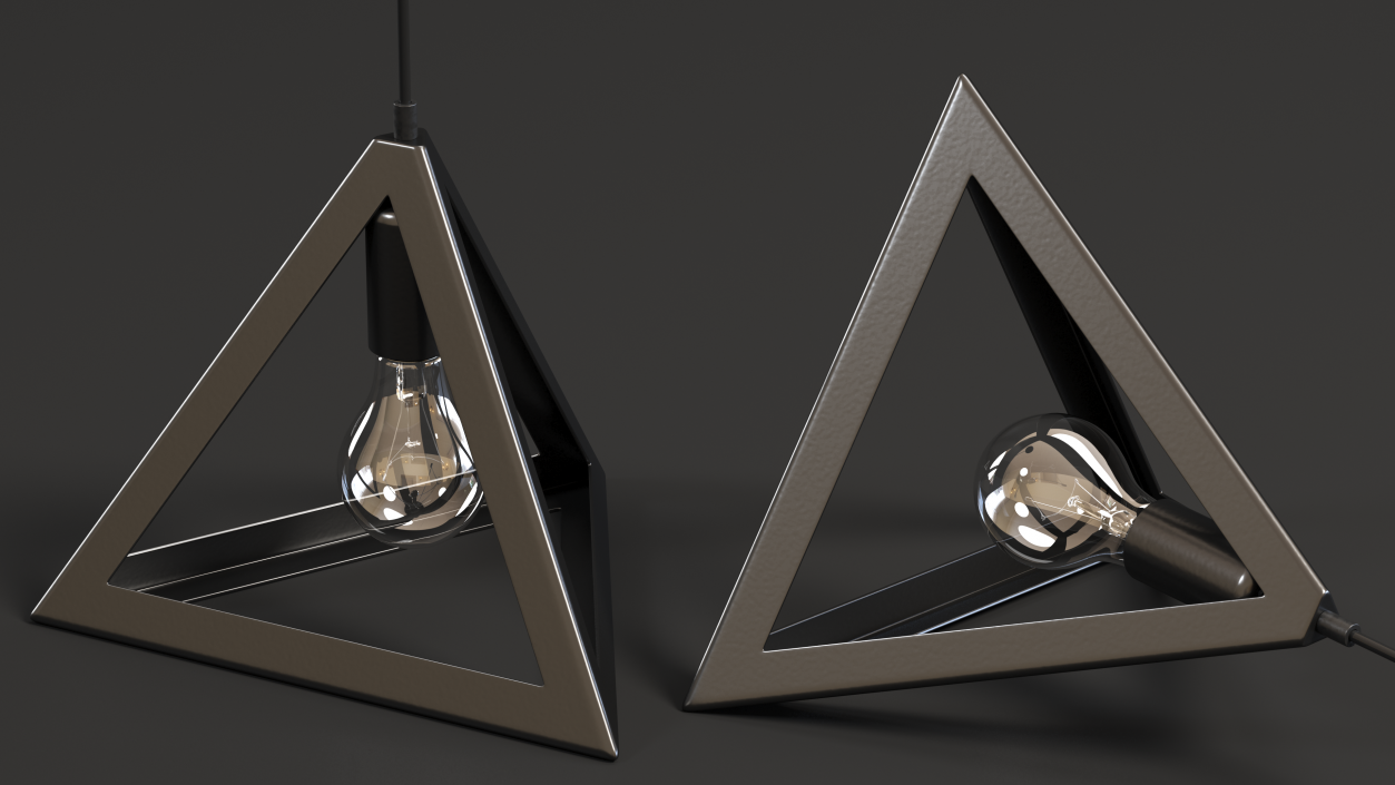 3D model Modern Pendant Light Pyramid Shape Black