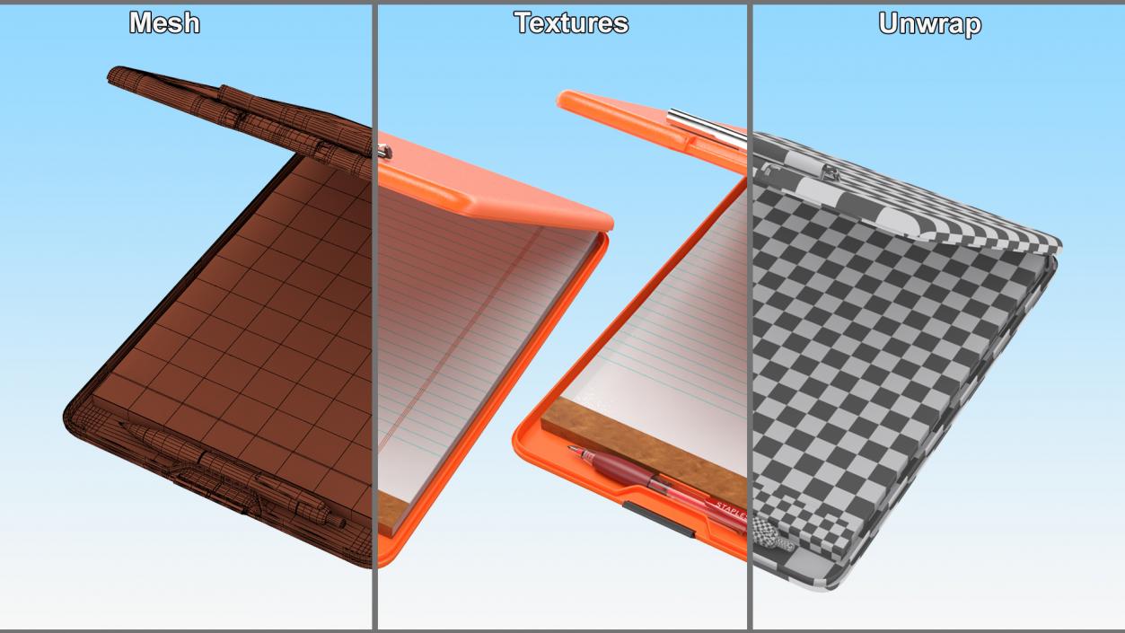 Storage Clipboard Orange Open 3D model