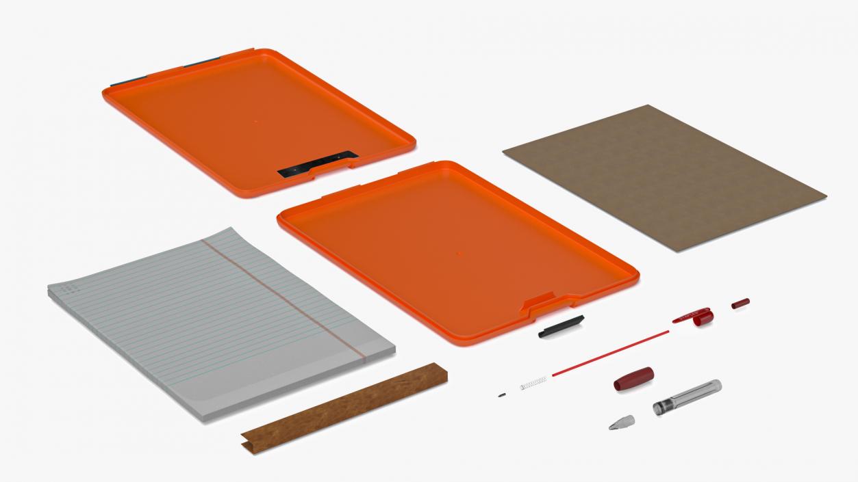 Storage Clipboard Orange Open 3D model