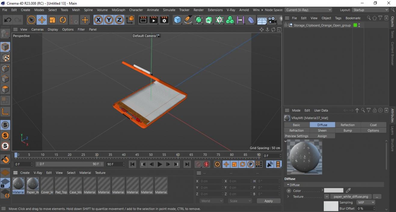 Storage Clipboard Orange Open 3D model