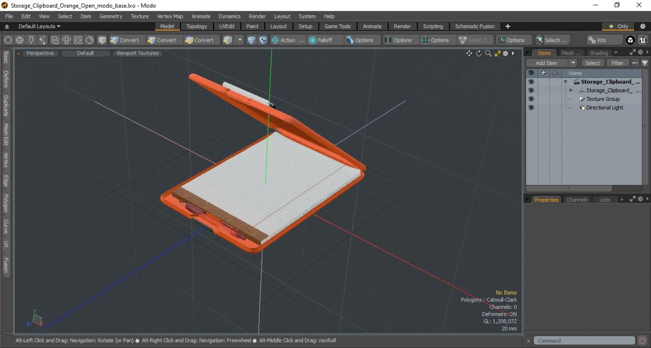 Storage Clipboard Orange Open 3D model