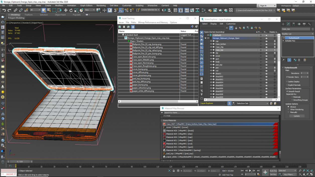 Storage Clipboard Orange Open 3D model