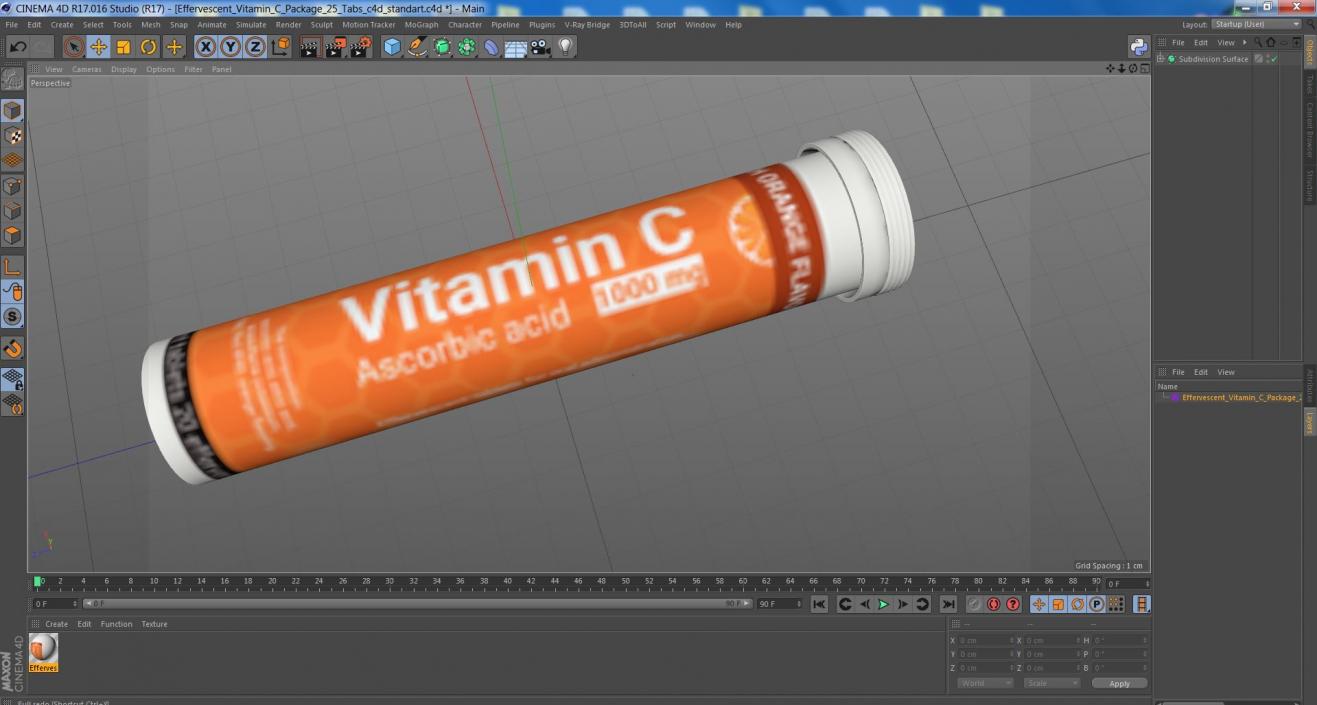 3D Effervescent Vitamin C Package 25 Tabs model