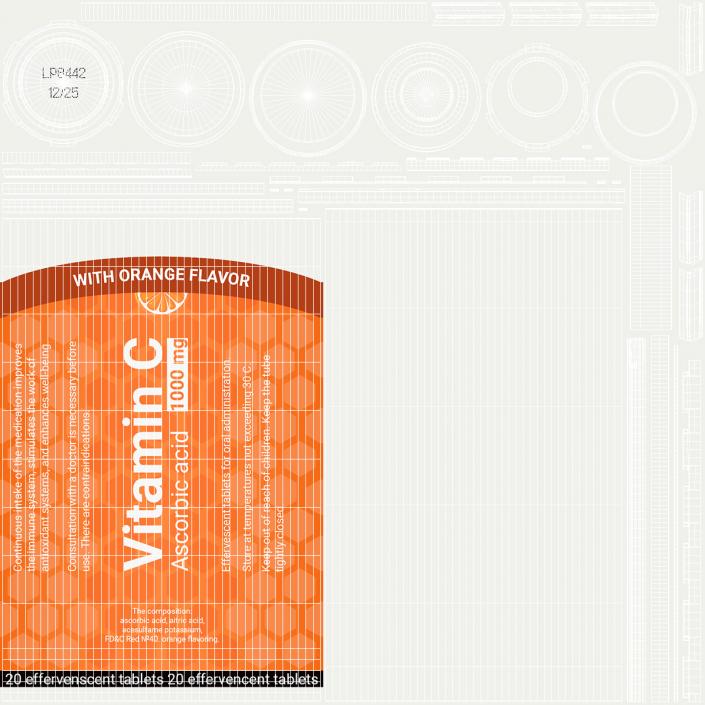 3D Effervescent Vitamin C Package 25 Tabs model