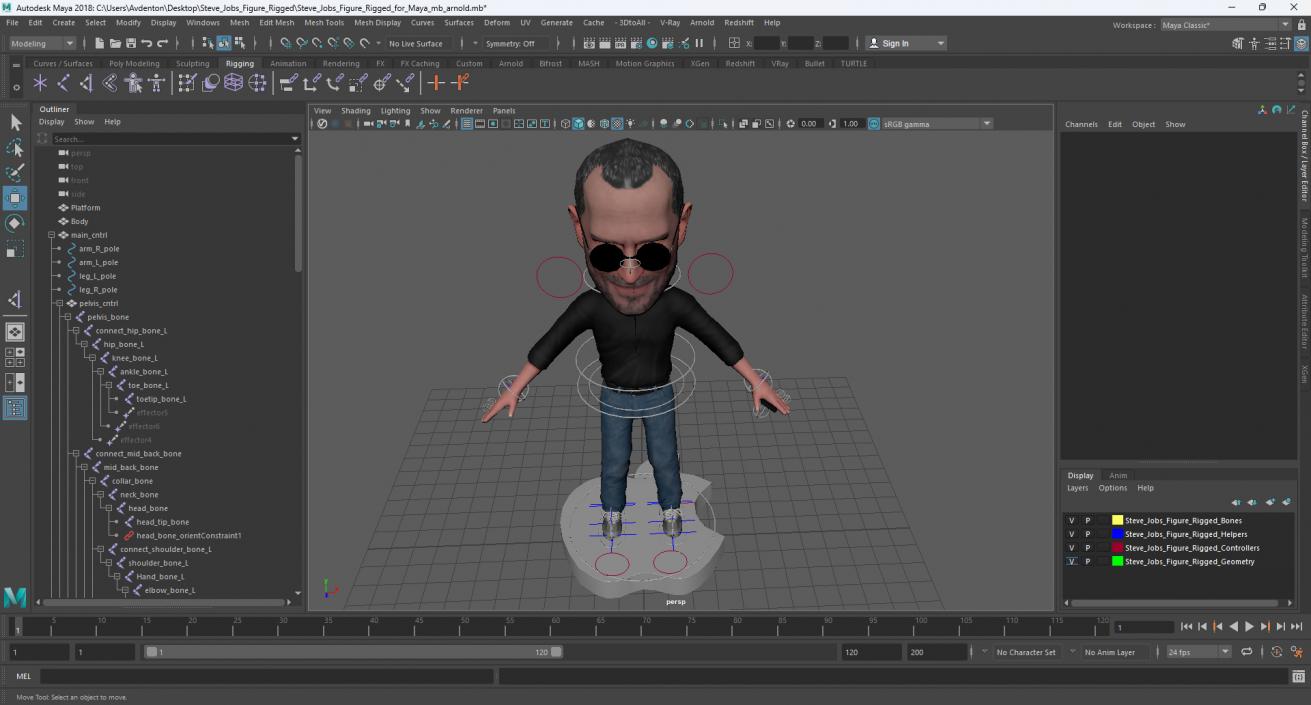 3D Steve Jobs Figure Rigged for Maya model