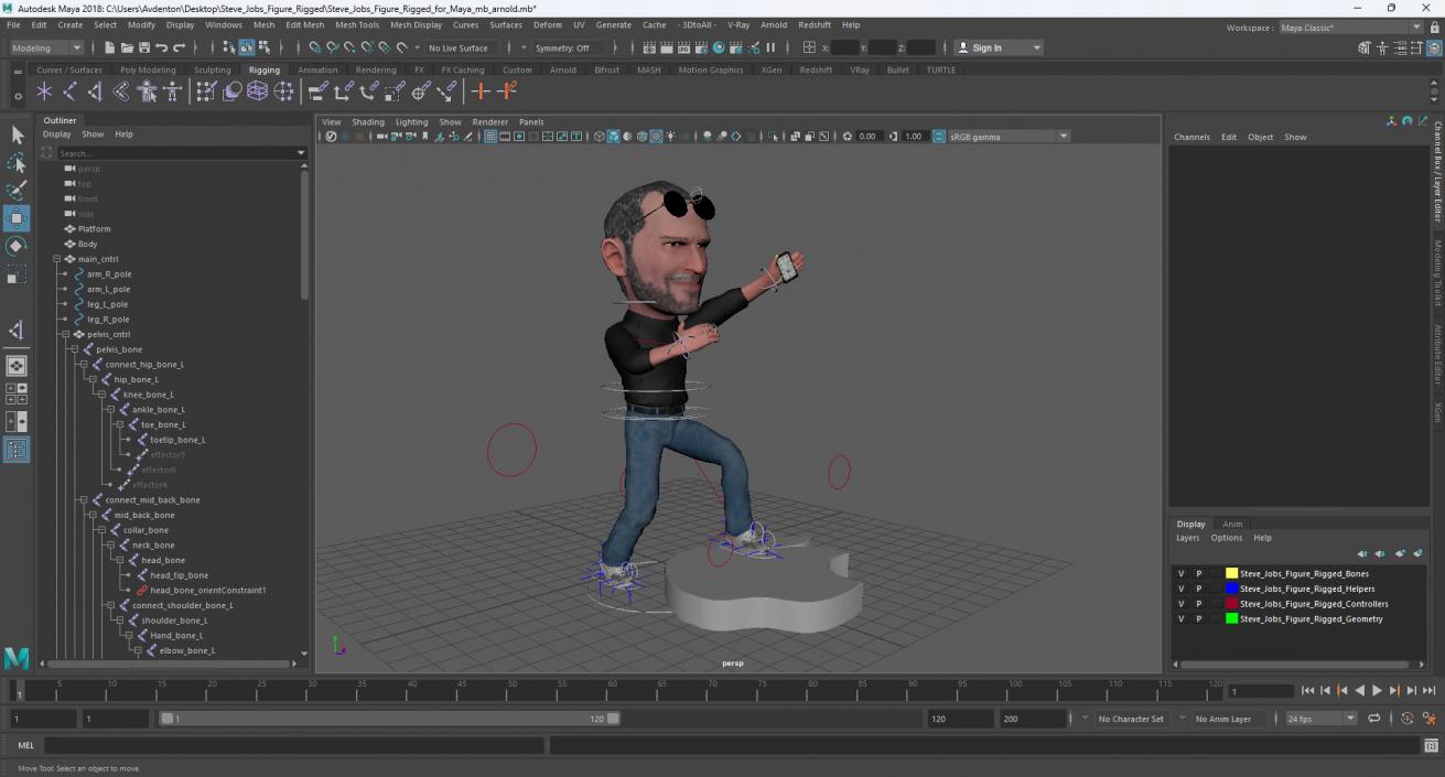 3D Steve Jobs Figure Rigged for Maya model