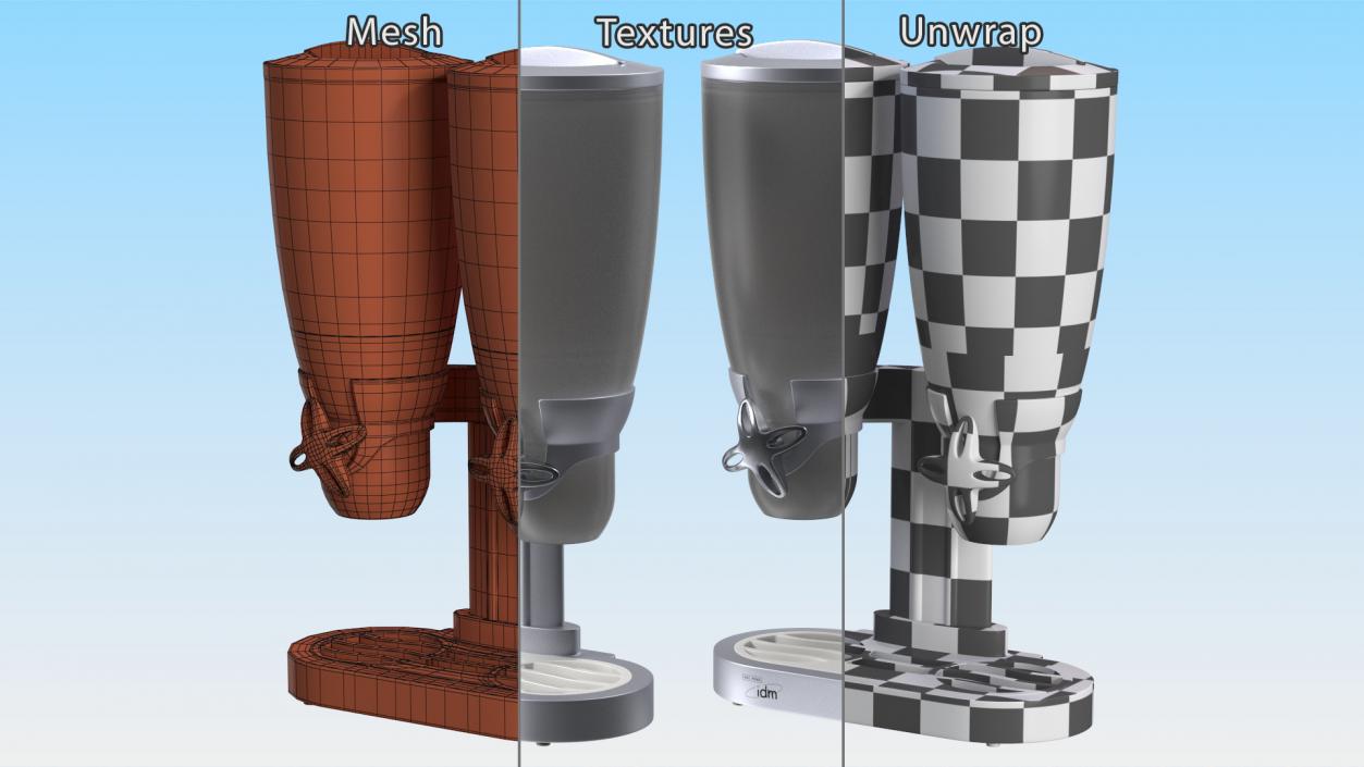 Dual IDM Dry Food Dispensers Empty 3D model