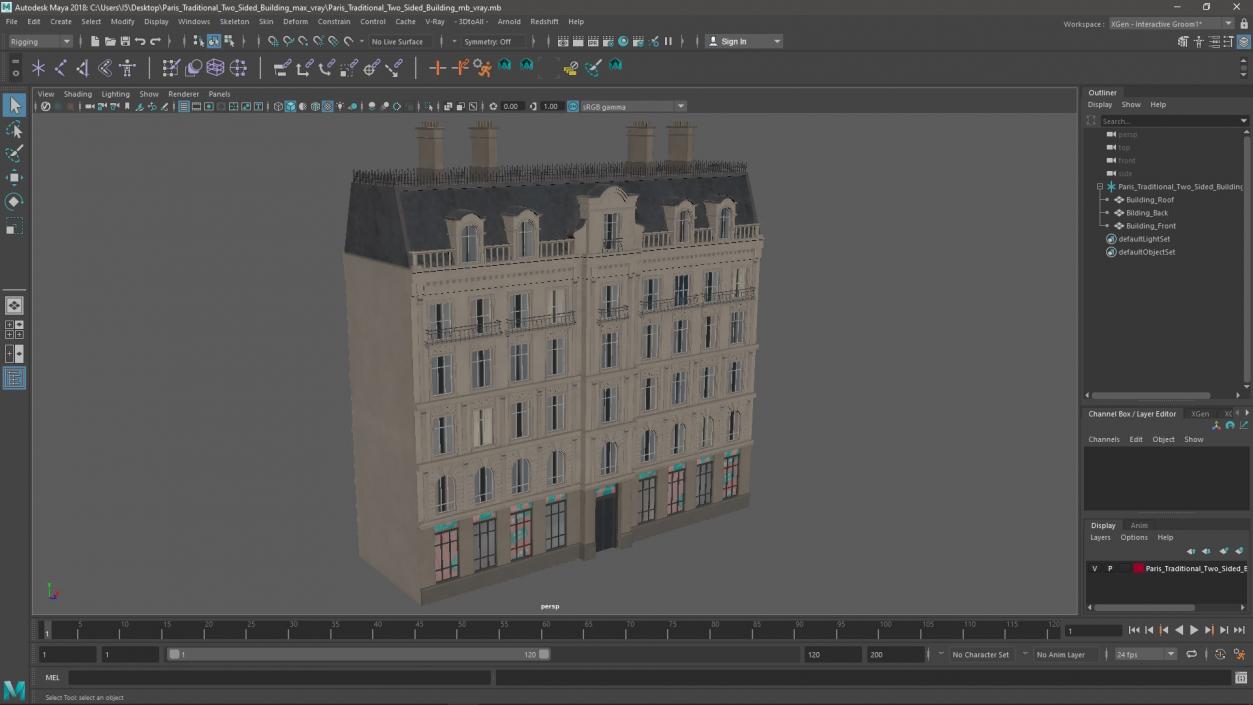 3D Paris Traditional Two Sided Building