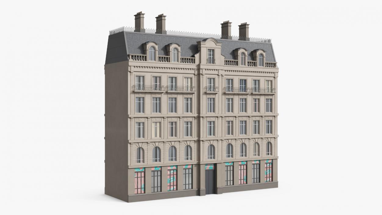 3D Paris Traditional Two Sided Building