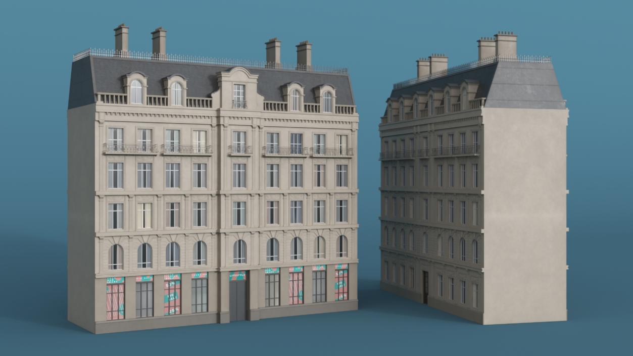 3D Paris Traditional Two Sided Building