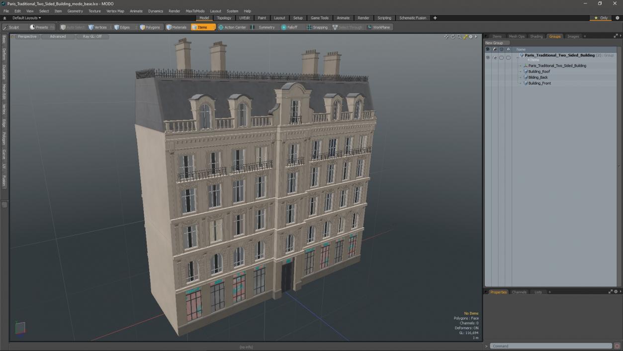 3D Paris Traditional Two Sided Building