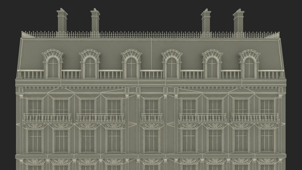 3D Paris Traditional Two Sided Building