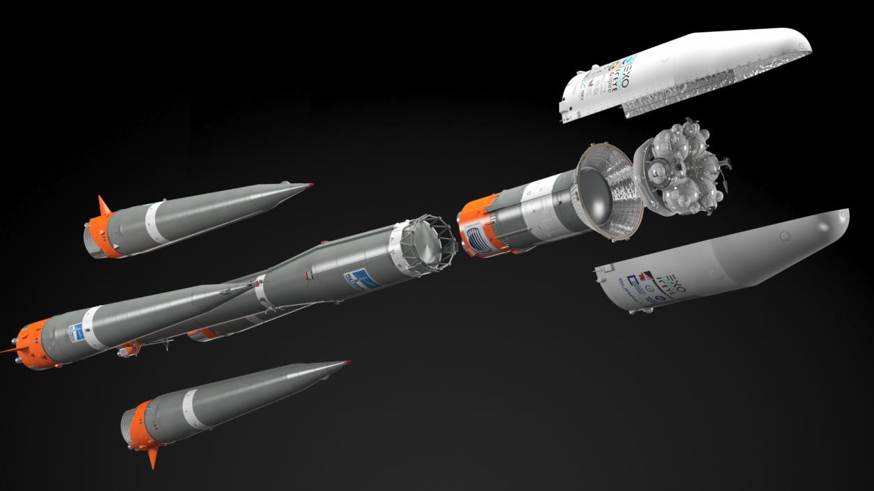 3D Soyuz 2 Orbital Launch Vehicle Main Parts