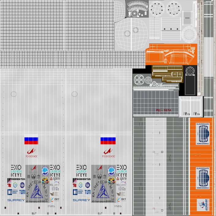 3D Soyuz 2 Orbital Launch Vehicle Main Parts