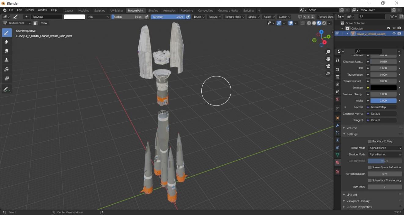 3D Soyuz 2 Orbital Launch Vehicle Main Parts