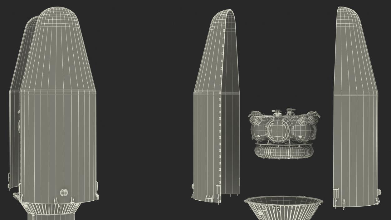 3D Soyuz 2 Orbital Launch Vehicle Main Parts