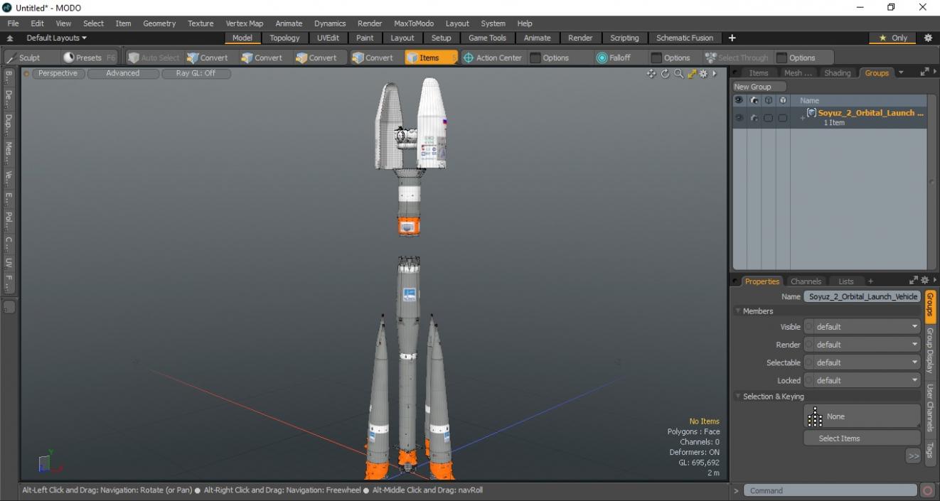 3D Soyuz 2 Orbital Launch Vehicle Main Parts