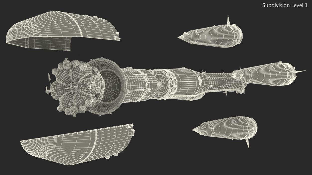 3D Soyuz 2 Orbital Launch Vehicle Main Parts